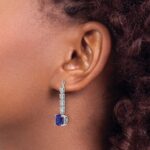 14k White Gold 5/8 carat Lab Grown Diamond VS/SI+ G+ and Lab Created Blue Sapphire Earring Jackets - Image 3