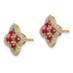 14k 1/3 carat Lab Grown Diamond VS/SI+ G+ and Created Ruby Complete Fashion Post Earrings - Image 2