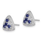 14k White Gold 3/8 carat Lab Grown Diamond VS/SI+ G+ and Created Sapphire Complete Triangle Post Earrings - Image 2