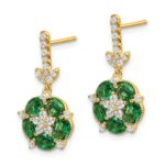 14k 3/8 carat Lab Grown Diamond VS/SI+ G+ and Created Emerald Complete Dangle Post Earrings - Image 2