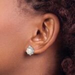 14k White Gold 5/8 carat Lab Grown Diamond VS/SI+ G+ and 7.00 mm Round Freshwater Cultured Pearl Complete Fashion Post Earrings - Image 3
