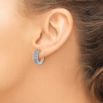 14k White Gold 1 carat Lab Grown Diamond VS/SI+ G+ Complete Hinged Hoop Earrings - Image 3