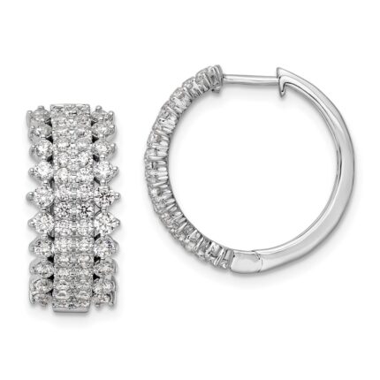 14k White Gold 2 carat Lab Grown Diamond VS/SI+ G+ Complete Hinged Hoop Earrings