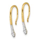 14k Polished 1/8 carat Diamond Drop Wire Earrings - Image 2