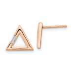 14k Rose Gold Polished 1/20 carat Diamond Baguette Triangle Post Earrings