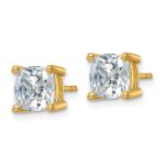 14k 4 carat Lab Grown Diamond VS/SI+ G+ Cushion Complete Four Prong Stud Earrings - Image 2