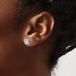 14k White Gold 3 carat Certified Lab Grown Diamond VS/SI+ G+ Radiant Complete Four Prong Stud Earrings - Image 3