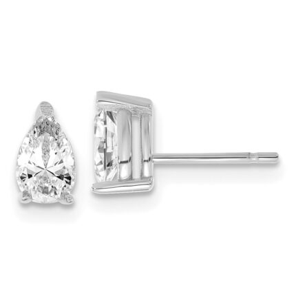 14k White Gold 3/4 ctw Lab Grown Diamond VS/SI+ G+ Pear 4 Prong Heavy Wt. Stud Earrings