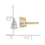 14k 1 carat Lab Grown Diamond VS/SI+ G+ Complete Pear Three Prong Stud Earrings - Image 4