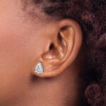 14k White Gold 3 carat Lab Grown Diamond VS/SI+ G+ Complete Pear Three Prong Stud Earrings - Image 3