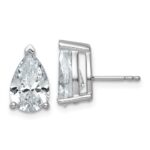 14k White Gold 5 carat Lab Grown Diamond VS/SI+ G+ Complete Pear Three Prong Stud Earrings