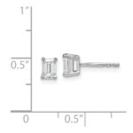 14k White Gold 5/8 carat Lab Grown Diamond VS/SI+ G+ Emerald Complete Four Prong Stud Earrings - Image 3