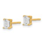 14k 5/8 carat Lab Grown Diamond VS/SI+ G+ Emerald Complete Four Prong Stud Earrings - Image 2
