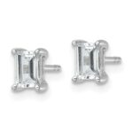 14k White Gold 1 carat Lab Grown Diamond VS/SI+ G+ Emerald Complete Four Prong Stud Earrings - Image 2