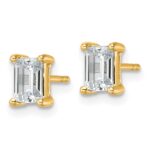14k 1 1/2 carat Lab Grown Diamond VS/SI+ G+ Emerald Complete Four Prong Stud Earrings - Image 2