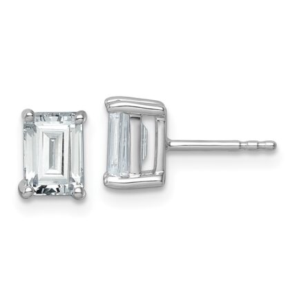 14k White Gold 2 carat Certified Lab Grown Diamond VS/SI+ G+ Emerald Complete Four Prong Stud Earrings