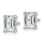 14k White Gold 2 carat Certified Lab Grown Diamond VS+ F+ Emerald Complete Four Prong Stud Earrings - Image 2