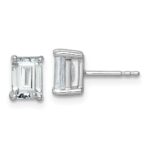 14k White Gold 2 carat Lab Grown Diamond VS/SI+ G+ Emerald Complete Four Prong Stud Earrings