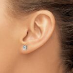 14k 2 carat Certified Lab Grown Diamond VS+ F+ Emerald Complete Four Prong Stud Earrings - Image 3