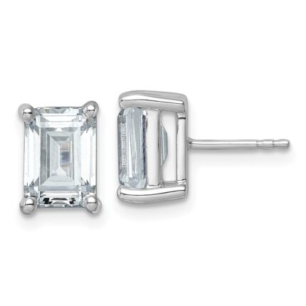 14k White Gold 5 carat Lab Grown Diamond VS/SI+ G+ Emerald Complete Four Prong Stud Earrings