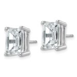 14k White Gold 6 carat Lab Grown Diamond VS+ F+ Emerald Complete Four Prong Stud Earrings - Image 2