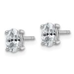 14k White Gold 3/4 carat Lab Grown Diamond VS/SI+ G+ Complete Oval Four Prong Stud Earrings - Image 2