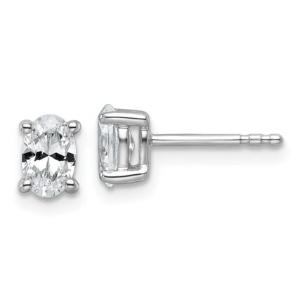 14k White Gold 3/4 carat Certified Lab Grown Diamond VS+ F+ Complete Oval Four Prong Stud Earrings