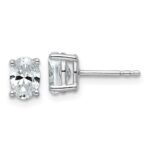14k White Gold 1 carat Lab Grown Diamond VS/SI+ G+ Complete Oval Four Prong Stud Earrings