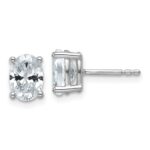 14k White Gold 1 1/2 carat Lab Grown Diamond VS+ F+ Complete Oval Four Prong Stud Earrings