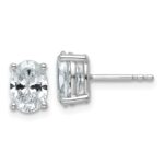 14k White Gold 2 carat Lab Grown Diamond VS/SI+ G+ Complete Oval Four Prong Stud Earrings