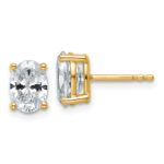 14k 2 carat Certified Lab Grown Diamond VS+ F+ Complete Oval Four Prong Stud Earrings