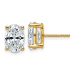 14k 4 carat Lab Grown Diamond VS/SI+ G+ Complete Oval Four Prong Stud Earrings