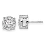 14k White Gold 2 carat Lab Grown Diamond VS/SI+ G+ Complete Round Fashion Halo Post Earrings