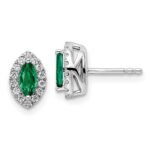 14k White Gold 1/5 carat Lab Grown Diamond VS/SI+ G+ and Lab Created Emerald May Birthstone Post Earrings