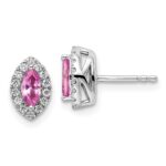 14k White Gold 1/5 carat Lab Grown Diamond VS/SI+ G+ and Lab Created Pink Sapphire October Birthstone Post Earrings