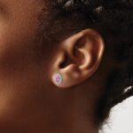 14k White Gold 1/5 carat Lab Grown Diamond VS/SI+ G+ and Lab Created Pink Sapphire October Birthstone Post Earrings - Image 3