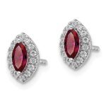 14k White Gold 1/5 carat Lab Grown Diamond VS/SI+ G+ and Lab Created Ruby July Birthstone Post Earrings - Image 2
