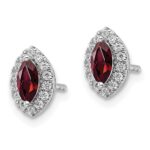 14k White Gold 1/5 carat Lab Grown Diamond VS/SI+ G+ and Garnet January Birthstone Post Earrings - Image 2