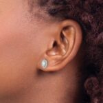 14k White Gold 1/5 carat Lab Grown Diamond VS/SI+ G+ and Lab Created Opal October Birthstone Post Earrings - Image 3