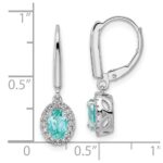 Pure Serenity 14k White Gold 1/5 carat Lab Grown Diamond VS/SI+ G+ and Lab Created Paraiba Leverback Dangle Earrings - Image 2