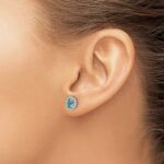 Pure Serenity 14k White Gold 1/10 carat Lab Grown Diamond VS/SI+ G+ and Lab Created Paraiba Post Earrings - Image 3