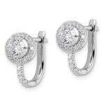14k White Gold 7/8 carat Lab Grown Diamond VS/SI+ G+ Circle Hinged Hoop Earrings - Image 2
