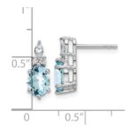 14K White Gold Diamond and 7x5 Oval March/Aquamarine Post Earrings - Image 3