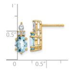 14k Diamond and 7x5 Oval March/Aquamarine Post Earrings - Image 3