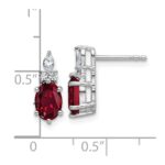 14K White Gold Diamond and 7x5 Oval July/Lab Created Ruby Post Earrings - Image 3