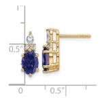 14k Diamond and 7x5 Oval September/Lab Created Sapphire Post Earrings - Image 3