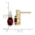 14k Diamond and 7x5 Oval January/Garnet Post Earrings - Image 3