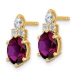 14k Diamond and 7x5 Oval June/Rhodolite Garnet Post Earrings - Image 2