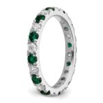 14k White Gold 3/8 carat Lab Grown Diamond VS/SI+ G+ and Lab Created Emerald Size 5 Eternity Band - Image 5