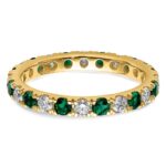 14k 7/8 carat Lab Grown Diamond VS/SI+ G+ and Lab Created Emerald Size 8 Eternity Band - Image 4